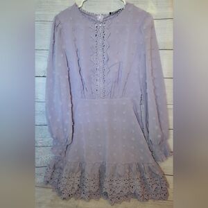 Lavender Lace Long Sleeve Dress